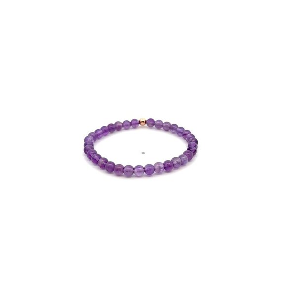 Natural Amethyst Gemstones Mini 4mm 18K Rose Gold Charm Bead February Birthstone - Picture 4 of 5